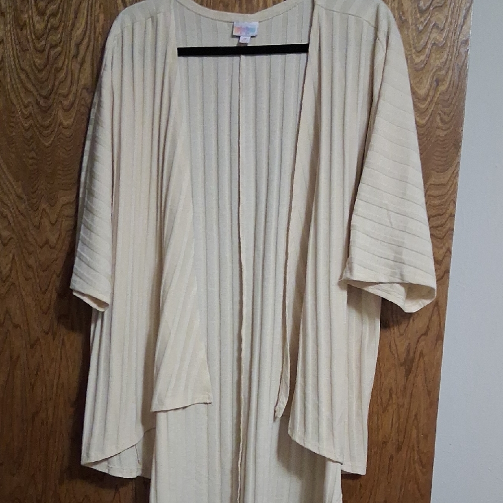 LuLaRoe Cream Ribbed Open-Front Cardigan